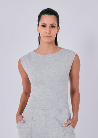 Women's Cap Sleeve Top Grey Marl