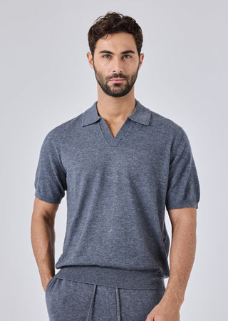 Men's Polo Top Grey Marl