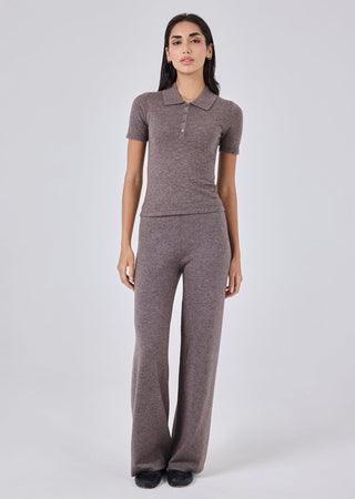 Women's Polo Top Taupe Marl
