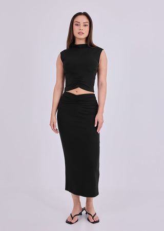 Women's Front Gather Top Black