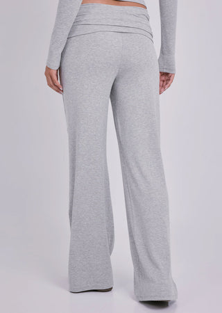 Women's Fold Waist Pants Grey Marl