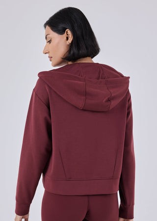 Women's Zip Up Hoodie Dark Burgundy