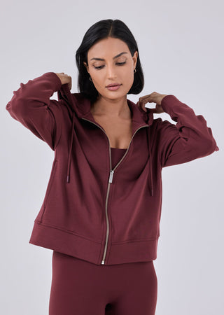 Women's Zip Up Hoodie Dark Burgundy