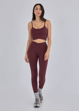 Women's Wrap Waist Legging 7/8 Dark Burgundy