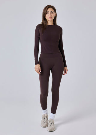 Women Skin Touch Long Sleeve Top Dark Cocoa