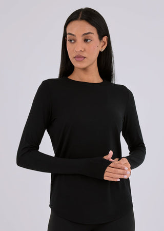 Women's Relaxed Long-Sleeve Top Black