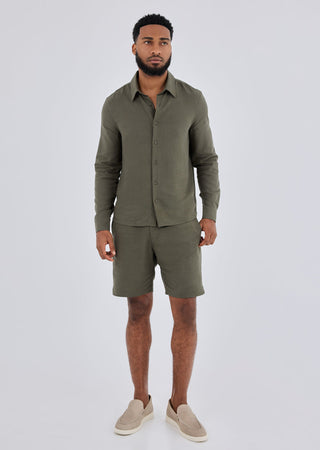 Men's Shirt Long Sleeve Khaki Green