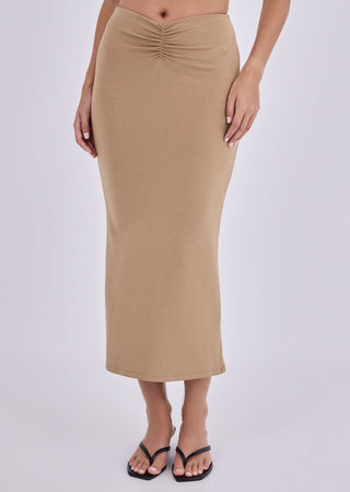 Women's Ruched Front Skirt Camel
