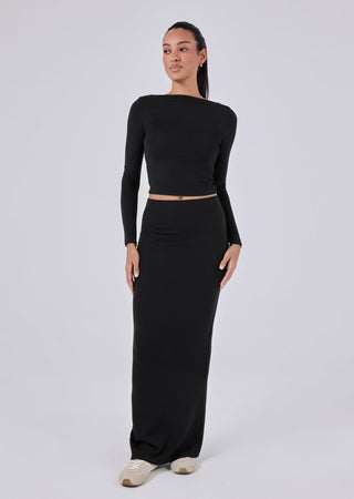 Women's Slash Neck Top Black