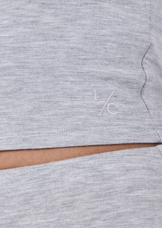 Women's Slash Neck Top Grey Marl