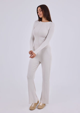 Women's Slash Neck Top Bone