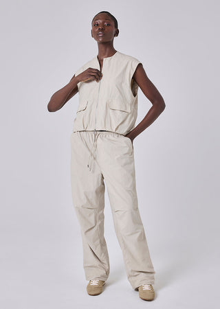 Women's Sleeveless Bomber Jacket Stone