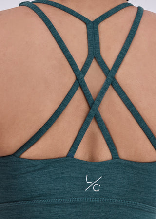 Women's Cross Back Bra Teal Marl