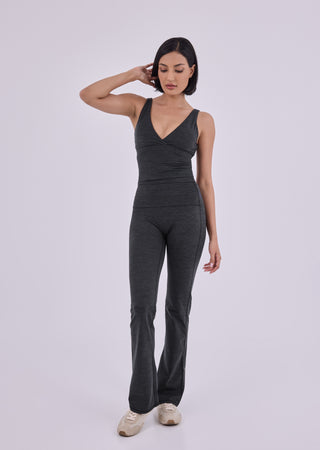 Women's V Neck Tank Dark Grey Marl