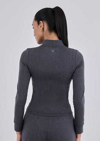 Women's Half Zip Charcoal Marl