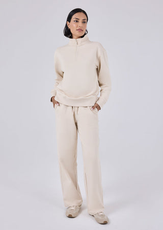 Unisex Oversized 1/2 Zip Sweater Ecru
